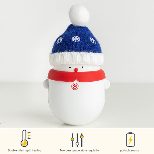 2 in 1 sähkökäsienlämmitin USB-latauksella, lumimies, itse lämpiävä käsienlämmitin, säädettävä lämpötila, uudelleenkäytettävä matkustamiseen ja vaellukseen Red 6000 mAh