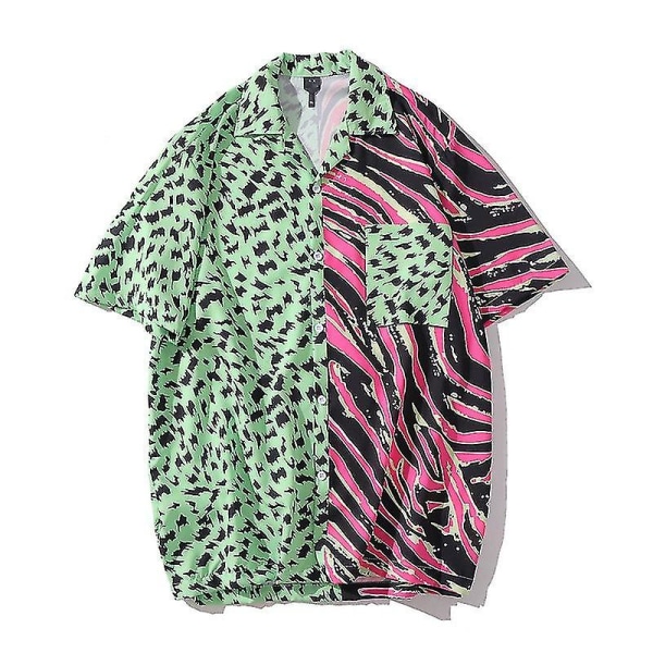 Uusi muodikas ranta lyhythihainen painettu löysä ja monipuolinen rento pari kukkakuvioinen paita ZD Y L green