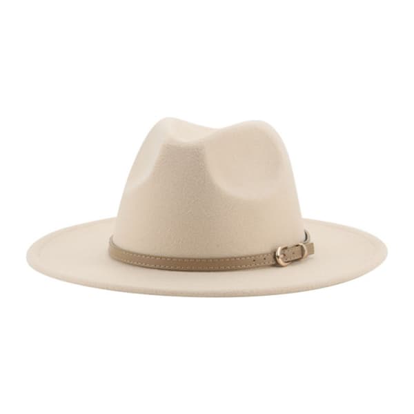 Klassisk damefilt Fedora bredskygget hat med bæltespænde