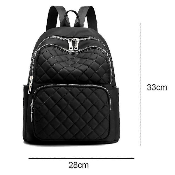 Stor och lätt nylonryggsäck för damer med broderitråd black