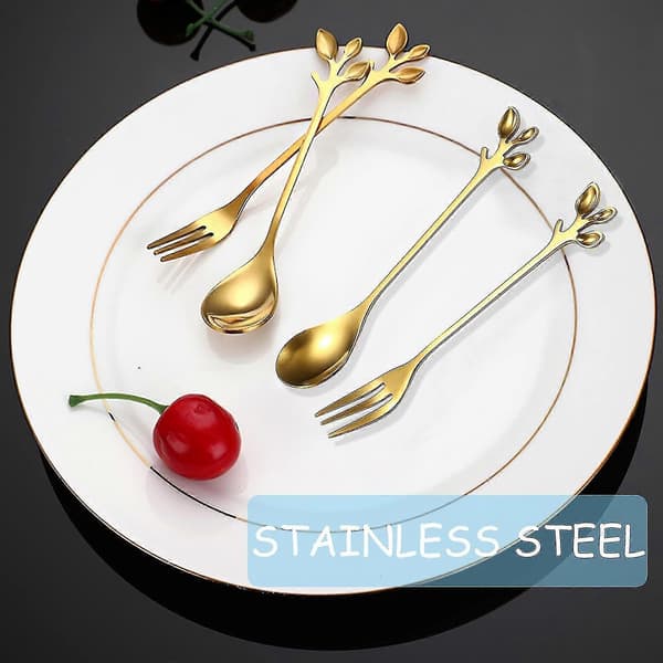 12 Elegante Guldblad Kaffeskeer - Perfekte til Eftermiddagste og Desserter