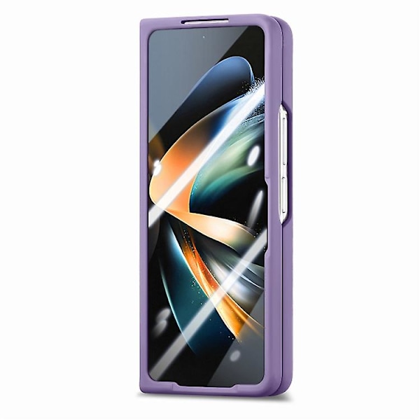 Til Samsung Galaxy Z Fold4 Integreret Film Retro Hudfølelse Fold Læder Mobiltelefon Etui Purple