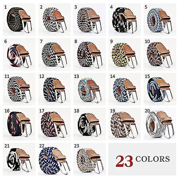 Bälte Canvas 23 Mönster Storlek W26-w36 Stretch Justerbar Längd 17 Dark blue  burgundy  beige