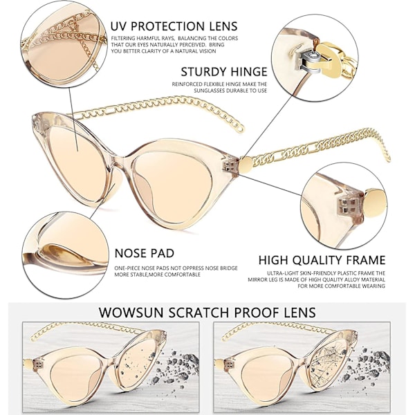 Vintage Retro Cat Eye -aurinkolasit naisille Trend Clout Goggles -aurinkolasit metallikehyksellä