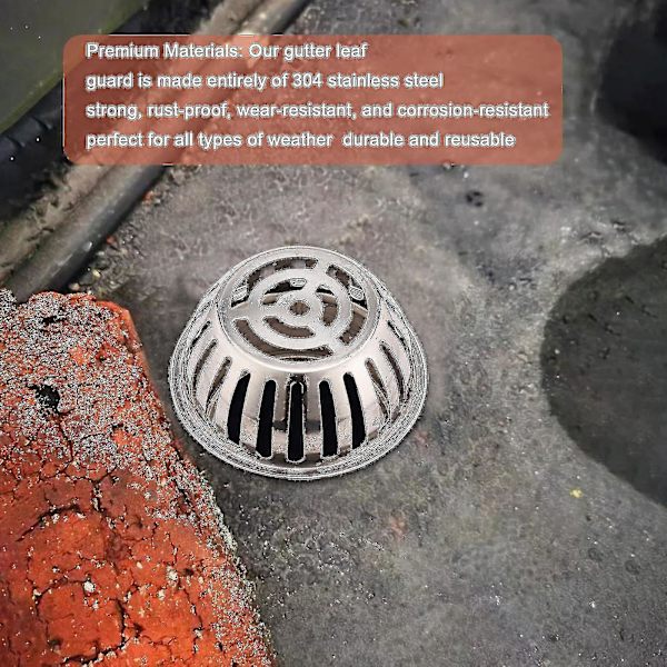 Rustfritt stål nedløpsrennebeskyttelse bladfanger for takrør 50mm