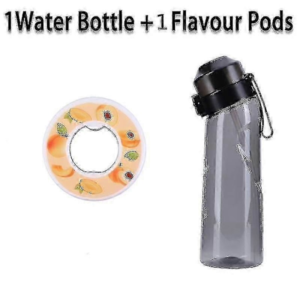 Smaksatt vannflaske med 7 smakskapsler Air Water Up-flaske Frost svart 650 ml Air Starter Up-sett Vannkopp for camping Sport Kr D China