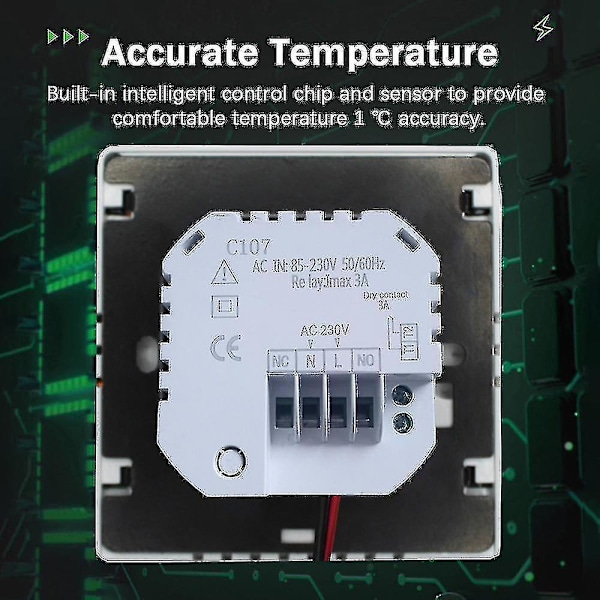 Wifi Smart Termostat Temperaturregulator för Elektrisk Värme LCD-display Touchscreen Vecko Programmerbar App-kontroll Golvvärme Termostat NO-WIFI electric heating Black