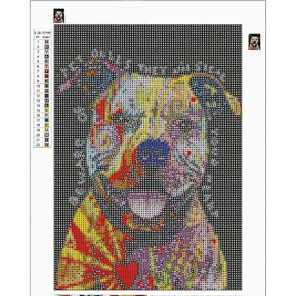 Diamantmalerisett Diy 5d Pitbull Hund Diamantkunstsett Fult Firkantbor for Hjemmeveggdekor, 8x10inches/20x25cm