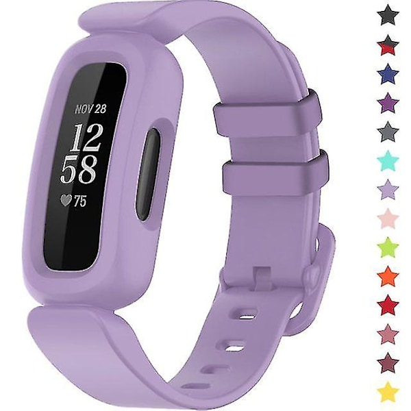 Treingi armband för Fitbit Ace 3 barn silikon vattentätt armband tillbehör sport klockarmband ersättning för Fitbit Ace 3 pojkar flickor Lavender