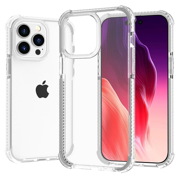 For Iphone 15 Pro Max Fire hjørne dråpesikker telefondeksel Tpu + Akryl gjennomsiktig deksel White