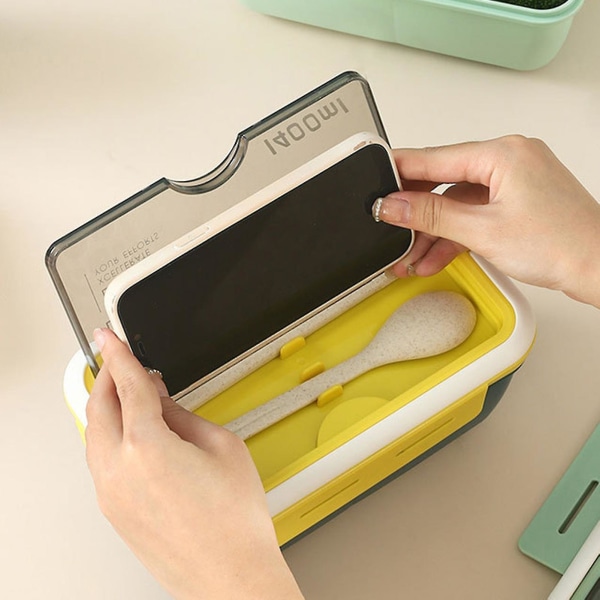 Bento lådor i plast Behållare 3 fack Design Lunchlåda för utomhuscamping picknick (gul och blå) Yellow And Blue