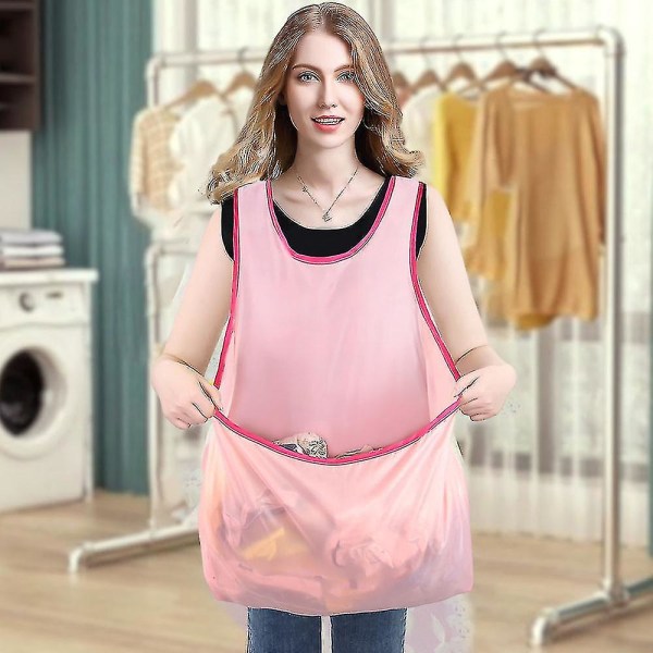 Moderigtig Vasketøjsforklæde med Stor Lomme Multifunktionel Vandtæt Bryststykke til Kvinder Mænd-dwdz mesh fabric