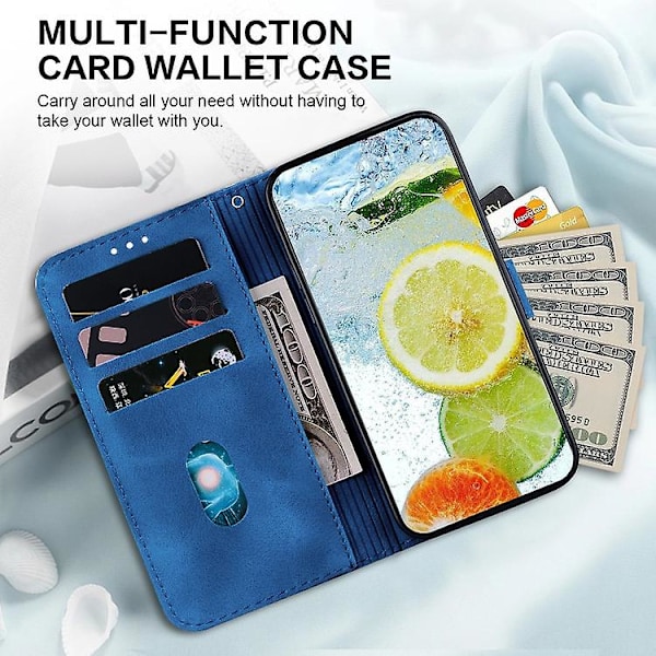 Dubbel 8-formad präglad lädermobilfodral för Samsung Galaxy S23 5g Blue