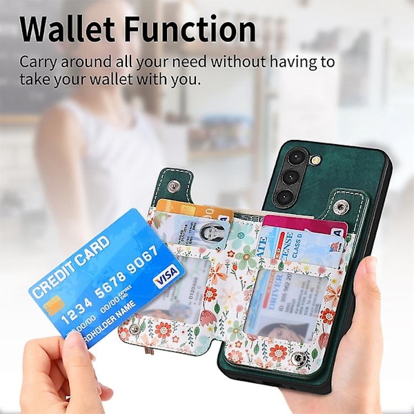 Til Samsung Galaxy S23+ 5g Retro Malet Lynlås Pung Bag Mobiltelefon Etui Green