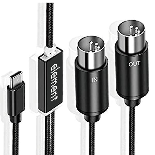 Midi til USB C Type C-kabel USB Midi-konverter med indikatorlys til elektronisk computer