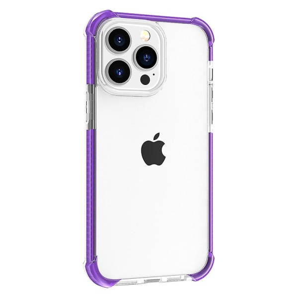 Fodral til iPhone 15 Pro Max, fire hjørner, stødsikkert, TPU + akryl, gennemsigtigt cover Purple