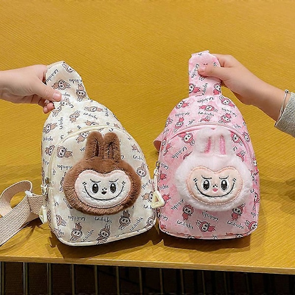 1 stk. Tegneserie Labubu Plys Crossbody Brysttaske Sød Kawaii Børne Messenger Tasker Udendørs Casual Skoletasker Bærbare Rygsække Green