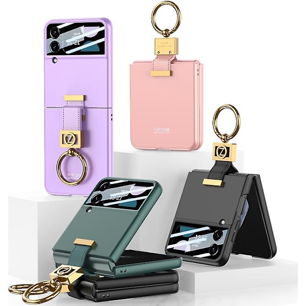 För Samsung Galaxy Z Flip4 5g Gkk Integrerat Ultratunt Mobiltelefonfodral Med Z Ringhållare Pink