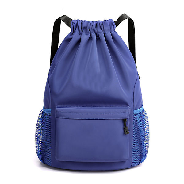 Reise lomme ryggsekk for kvinner, lett og enkel snøring bag, stor kapasitet sport og fitness bag for menn blue