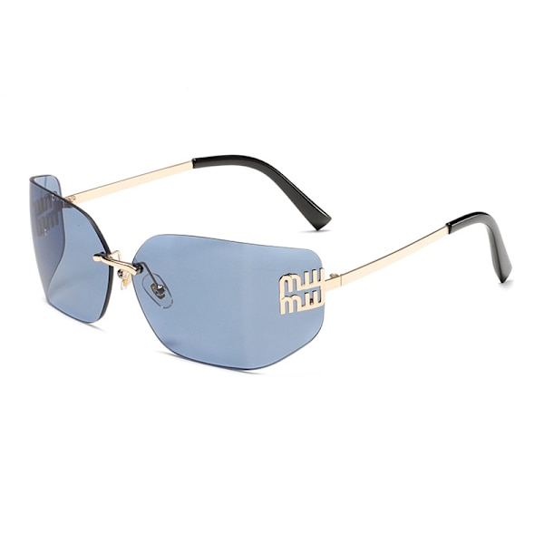 2024 nye buede linser rammeløse trimmede high-end luksus solbriller for kvinner Black and gray film