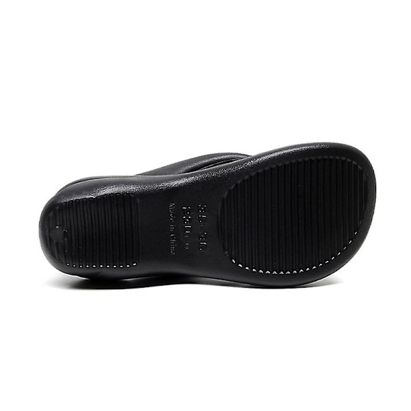 6CM Tykke Sålede Flip Flops Sommer Sliders Til Kvinder Blød EVA Strand Anti-slip Sandaler Sort 37 38