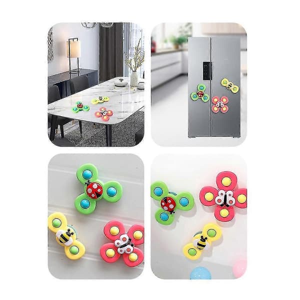 3-pak Baby Suttekopper Spinner Legetøj Fidget Spinner Badelegetøj Med Spindende Suttekopper