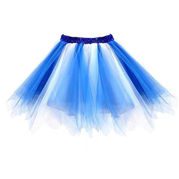 Kvinnors prinsessa elastisk tyllkjol mesh tyllkjol vuxen karneval danskjol XXL Blue