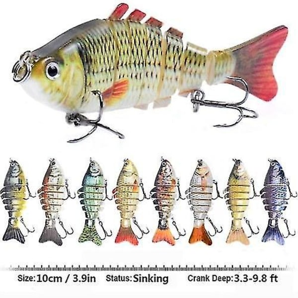Fiske lokkemad 3.9in/0.53oz bionisk multi leddet hård agn s svømmende handling fiske lokkemad 7 segment synkende