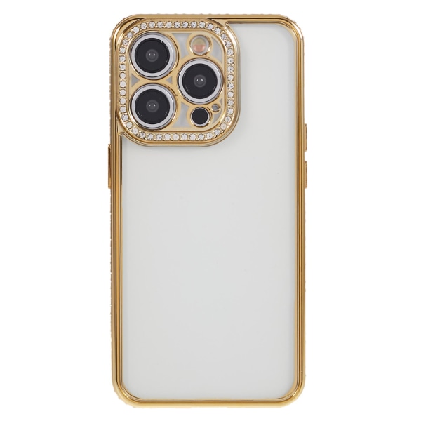 Skal till iPhone 13 Pro Max med strasslinsram i mjuk TPU Gold