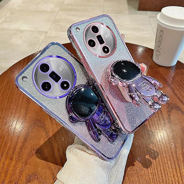 Oppo Find X7 Pro -puhelimen naarmuuntumaton suojakuori, astronauttijalusta, PC+TPU-kotelo, galvanoiva muotoilu Silver