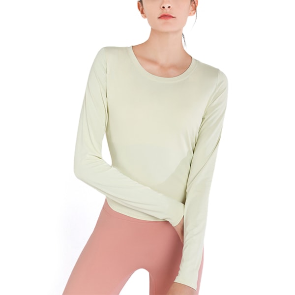 Women's Yoga Long Sleeve Top Workout Quick Dry green,M