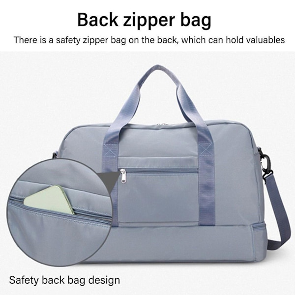 Resväska Sport Gym Bag Weekender Handbagage Med Skofack Handbagage För Kvinnor Och Män -GSLA Blue