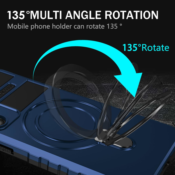 Samsung Galaxy S24:lle iskunkestävä kotelo PC+TPU-jalustalla, yhteensopiva MagSafen kanssa Blue