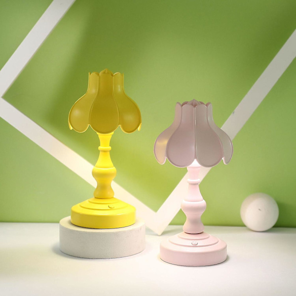 LED-lys Lotus-form USB Mini Retro Øjenbeskyttende Bordlampe til Hjemmeseng Side Study Pink