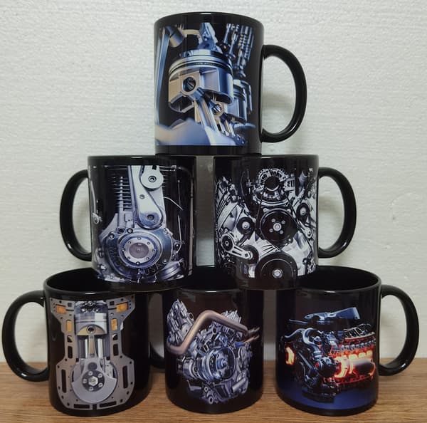 Mekanisk Motor Keramisk Kaffemugg Kopp Bil Motorcykel Black 00A