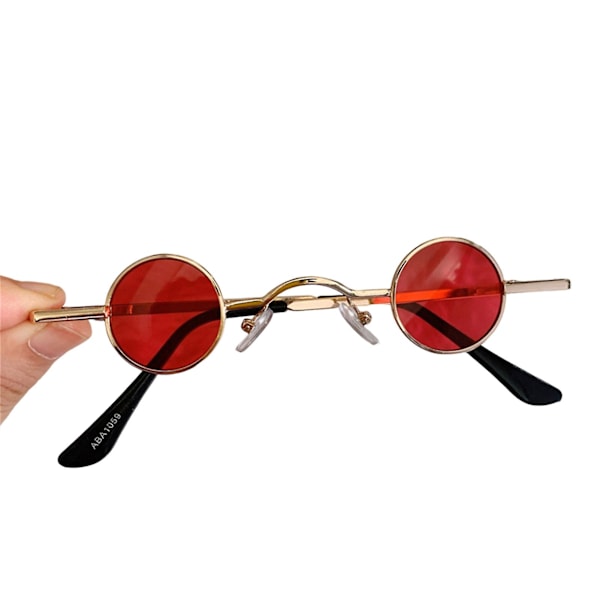 Vintage pyöreät metallirunkoiset lasit Ultrakevyet mukavat käyttää aurinkolasit pukeutumisteemaiset juhlatarvikkeet Red