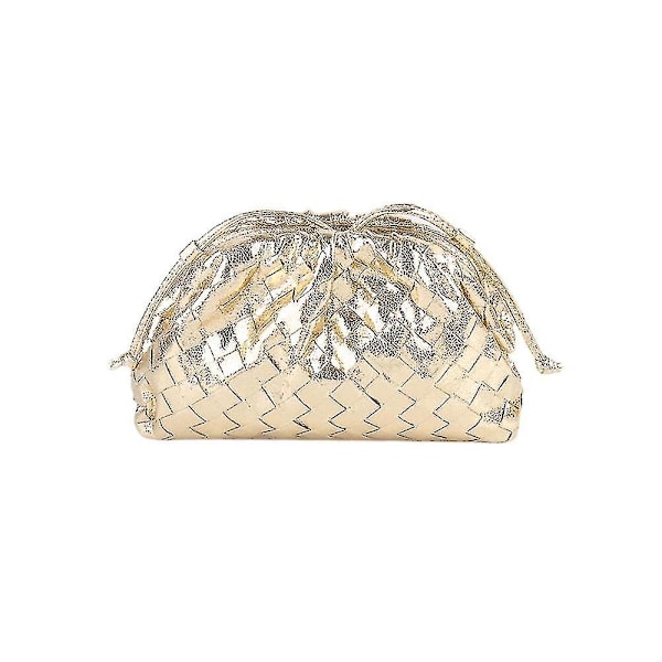 PU Vævet Taske Satchel Cloud Mini Læder Clutch Taske golden