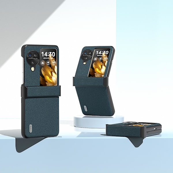 Abeel For Oppo Find N3 Flip 5g Hinge Protection Case Ekte Ku Lær Bakdeksel Green