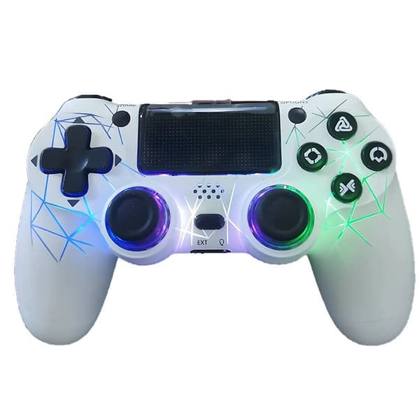 P4 Trådløs Spillkontroller Datamaskin Bluetooth Spillkontroller Seksakset Dobbel Vibrasjon P4 Spillkontroller Linear white