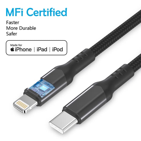 (2-pack) MFI-certifierad datakabel för iPhone laddningskabel - 2m black