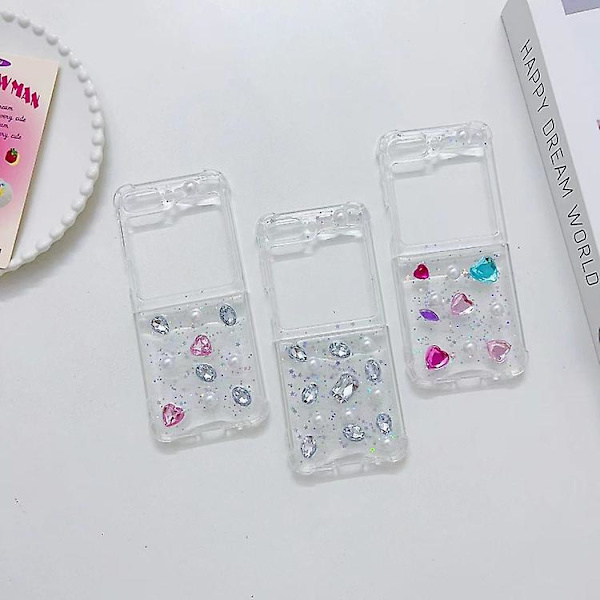 För Samsung Galaxy Z Flip4 Pärla Strass Tpu Mobiltelefon Skal Pink