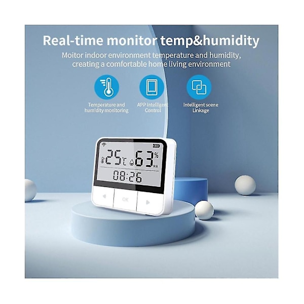 Tuya Smart Wifi lämpötila- ja kosteusanturi sisätilojen hygrometrit lämpömittari LCD-näytöllä