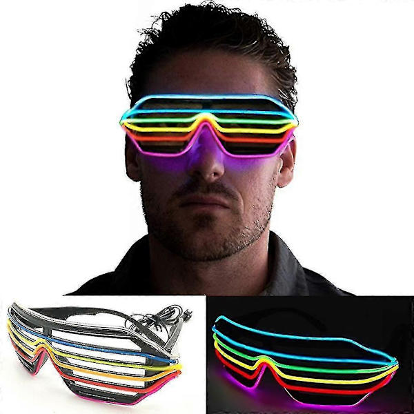 Fargerike LED-briller El Lysende Skygger Blinkende Rave Kostyme Maske Natt Show Glød Festrekvisita Juledekorasjoner