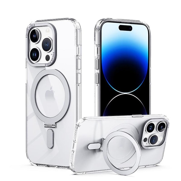 Iphone 15 Plus -kotelo magneettisella näkymättömällä jalustalla, yhteensopiva Magsafen kanssa, suojaava kristallinkirkas Iphone 15 Plus -puhelin White iphone 15 Plus
