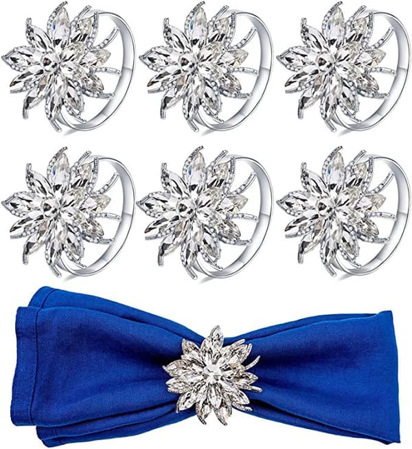 6-pack lotus servettringar med strass