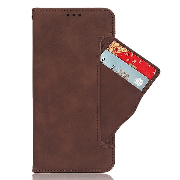 For Samsung Galaxy Z Fold5 Skin Feel Kalveskind Tekstur Kortspor Læder Mobiltelefon Etui Med Pen Slot Brown