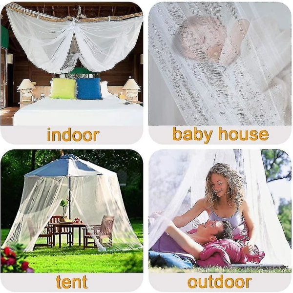 För extra stor säng, inomhus och utomhus myggnät för enkelsängar och dubbelsängar - Vit (190 X 210cm)