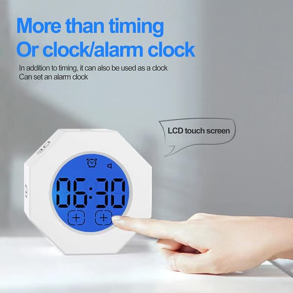 Mini Digital Timer Bærbar Ottekant Touch Control LED Display Flipping Tyngdekraftsensor Genopladelig T