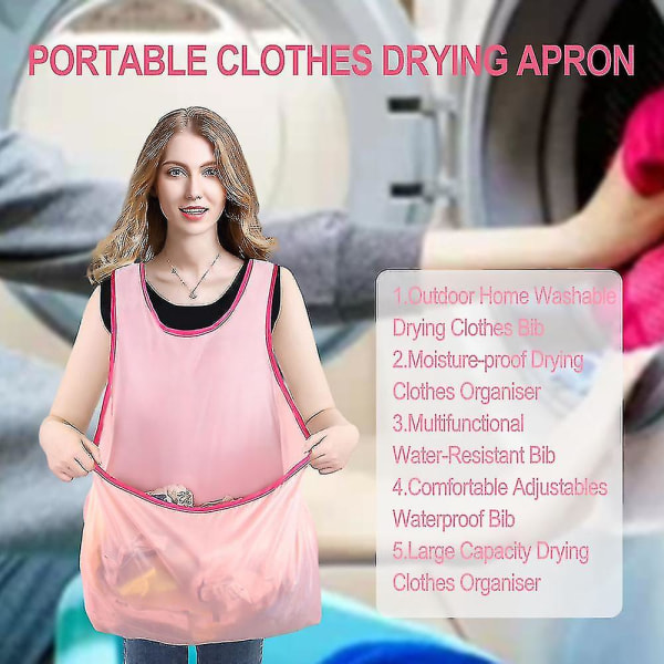 Moderigtig Vasketøjsforklæde med Stor Lomme Multifunktionel Vandtæt Brystklæde til Kvinder Mænd-dwdz peach