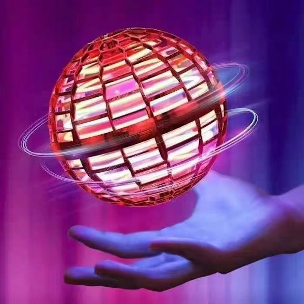 Induktiv flygande bollleksak LED-ljusutsläppande dekompressions UFO roterande flygplansboll 8,5 cm vattendroppstyp red